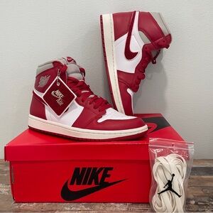 NIKE Air Jordan 1 Retro HI OG Red Varsity Chenille Hightop Women Shoes (8.5)